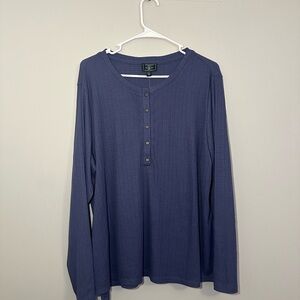 G.H. Bass & Co Blue Long Sleeve Henley Shirt
